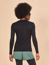 Cargar imagen en el visor de la galería, Model Back: Uv Line T-Shirt Longsleeve Fem Skin Infratherm Preto Upf50+