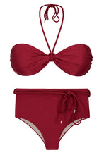 Cargar imagen en el visor de la galería, Product Front: Rio De Sol Ensemble Set Shimmer-Divino Twist Belted-High-Waist