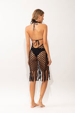Cargar imagen en el visor de la galería, Model Back: Rio De Sol Midi Dress Black Serena Dress