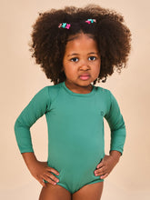 Cargar imagen en el visor de la galería, Model Front: Uv Line Maillot De Bain Bébé Baby Longsleeve Swimsuit Deep Sea Upf50+