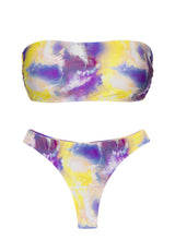 Cargar imagen en el visor de la galería, Product Front: Rio De Sol Ensemble Set Tiedye-Purple Bandeau-Reto Fio