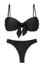Cargar imagen en el visor de la galería, Product Front: Rio De Sol Ensemble Set Shimmer-Black Bandeau-No Nice-Fio