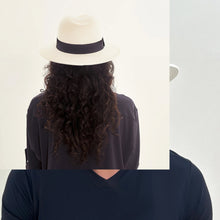 Cargar imagen en el visor de la galería, Model Back: Uv Line Chapeau Panama Hat Shanghai Imp Uni White Black Upf50+