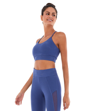 Cargar imagen en el visor de la galería, Image 04: Alto Giro Fitness Haut Top Staff Alcinha Dupla Face Azul Movement