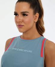 Cargar imagen en el visor de la galería, Image 02: Alto Giro Fitness Haut Regata Eco Skin Fit Recortes E Regulagem Cinza Lead
