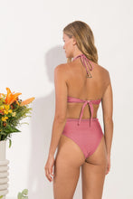 Cargar imagen en el visor de la galería, Model Back: Rio De Sol Ensemble Set Shimmer-Confetti Twist Belted-High-Waist