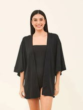 Cargar imagen en el visor de la galería, Gallery: Uv Line Robe De Plage Kimono Color Black Upf50+