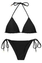 Cargar imagen en el visor de la galería, Product Front: Rio De Sol Ensemble Set Shimmer-Black Tri-Rope Cheeky-Rope
