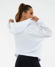 Cargar imagen en el visor de la galería, Model Back: Alto Giro Fitness Haut Jaqueta Tecnospan Recortes Branco