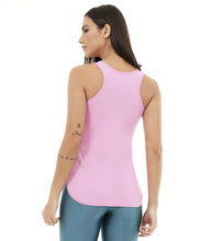 Cargar imagen en el visor de la galería, Model Back: Alto Giro Fitness Haut Regata Skin Fit Alongada Rosa Happiness