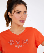 Cargar imagen en el visor de la galería, Image 02: Alto Giro Fitness Haut T-Shirt Cropped Skin Fit Gym Laranja Pitanga