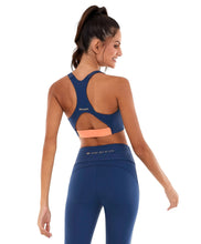Cargar imagen en el visor de la galería, Model Back: Alto Giro Fitness Haut Top Bodytex Ii Abertura Com Ziper Azul Ocean