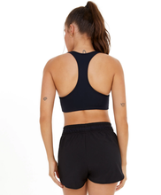 Cargar imagen en el visor de la galería, Model Back: Alto Giro Fitness Haut Top Hyper Costas Nadador Preto