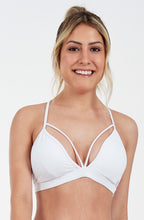 Cargar imagen en el visor de la galería, Model Front: Alto Giro Fitness Haut Top Up Co2 Rolete Frente E Costas Branco