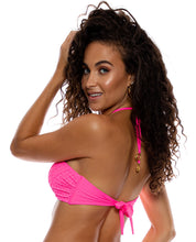 Cargar imagen en el visor de la galería, Model Back: Luli Fama Haut Top Drawstring Diamond Girl Shocking Pink