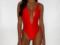 Cargar y reproducir el video en el visor de la galería, Video: Luli Fama Une Pièce Bodysuit Hot Tropics Red