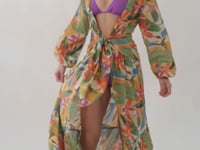Cargar y reproducir el video en el visor de la galería, Video: Rio De Sol Vêtement De Plage Tropical Long Dress Verona