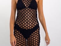 Cargar y reproducir el video en el visor de la galería, Video: Rio De Sol Midi Dress Black Serena Dress