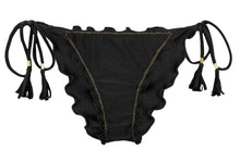 Cargar imagen en el visor de la galería, Product Front: Rio De Sol Bas Bottom Shimmer-Black Frufru-Comfy