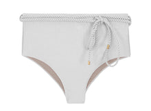 Cargar imagen en el visor de la galería, Product Front: Rio De Sol Bas Bottom Shimmer-White Belted-High-Waist