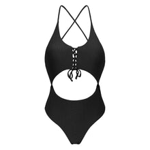 Cargar imagen en el visor de la galería, Product Front: Rio De Sol Une Pièce Dots-Black Ivy Strap