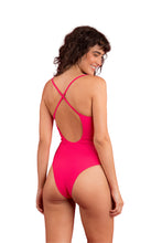 Cargar imagen en el visor de la galería, Model Back: Rio De Sol Une Pièce Dots-Virtual-Pink Julia