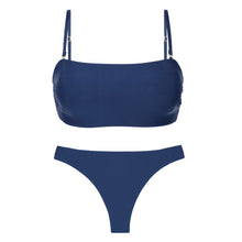 Cargar imagen en el visor de la galería, Product Front: Rio De Sol Ensemble Set Navy Bandeau-Reto Nice-Fio
