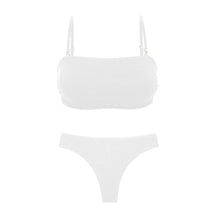 Cargar imagen en el visor de la galería, Product Front: Rio De Sol Ensemble Set Sand-White Bandeau-Reto Nice-Fio