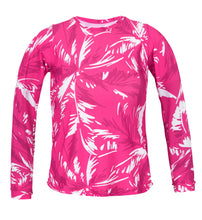 Cargar imagen en el visor de la galería, Product Front: Rio De Sol Haut Top Pink-Palms Rash-Guard