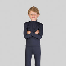 Cargar imagen en el visor de la galería, Model Front: Uv Line T-Shirt Rash Guard Kids High-Neck Black Upf50+