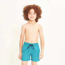 Cargar imagen en el visor de la galería, Model Front: Uv Line Maillot De Bain Garçon Short Aqua Lucca Petroleo Upf50+
