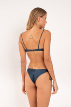 Cargar imagen en el visor de la galería, Model Back: Rio De Sol Ensemble Set Shimmer-Shark Balconet-Tie Cheeky-Tie-Gold
