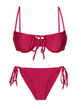 Cargar imagen en el visor de la galería, Product Front: Rio De Sol Ensemble Set Shimmer-Desejo Balconet-Tie Cheeky-Tie-Gold
