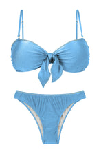 Cargar imagen en el visor de la galería, Product Front: Rio De Sol Ensemble Set Shimmer-Baltic-Sea Bandeau-Knot Essential
