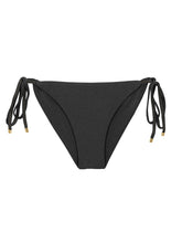 Cargar imagen en el visor de la galería, Product Front: Rio De Sol Bas Bottom Shimmer-Black Cheeky-Tie-Gold
