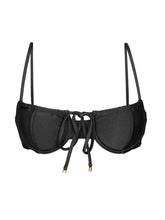 Cargar imagen en el visor de la galería, Product Front: Rio De Sol Haut Top Shimmer-Black Balconet-Tie
