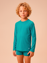 Cargar imagen en el visor de la galería, Gallery: Uv Line T-Shirt Longsleeve Uvpro Kids Green Sea Upf50+
