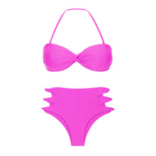Cargar imagen en el visor de la galería, Product Front: Rio De Sol Ensemble Set Vita-Pink Twist Highwaist-Spin
