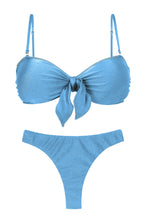 Cargar imagen en el visor de la galería, Product Front: Rio De Sol Ensemble Set Shimmer-Baltic-Sea Bandeau-Knot Nice-Fio
