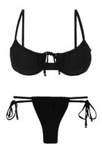 Cargar imagen en el visor de la galería, Product Front: Rio De Sol Ensemble Set Dots-Black Balconet-Tie Pipa

