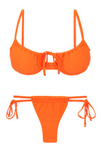 Cargar imagen en el visor de la galería, Product Front: Rio De Sol Ensemble Set Dots-Orange Balconet-Tie Pipa
