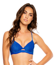 Cargar imagen en el visor de la galería, Model Front: Luli Fama Haut Top Peek A Boo Stardust Royal Blue
