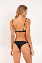 Cargar imagen en el visor de la galería, Model Back: Rio De Sol Ensemble Set Shimmer-Black Balconet-Tie Cheeky-Tie-Gold
