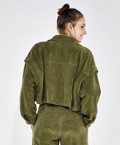 Model Back: Alto Giro Fitness Haut Jaqueta Cropped Colete Stretch Verde Kalamata