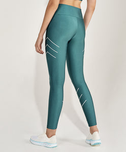 Model Back: Alto Giro Fitness Bas Legging Atlanta Fitas Refletivas Verde Strong