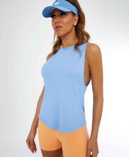 Cargar imagen en el visor de la galería, Image 02: Alto Giro Fitness Haut Regata Skin Fit Costas C/ Recorte Tule Azul Soft

