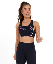 Cargar imagen en el visor de la galería, Model Front: Alto Giro Fitness Haut Top Hyper Costas Nadador Preto
