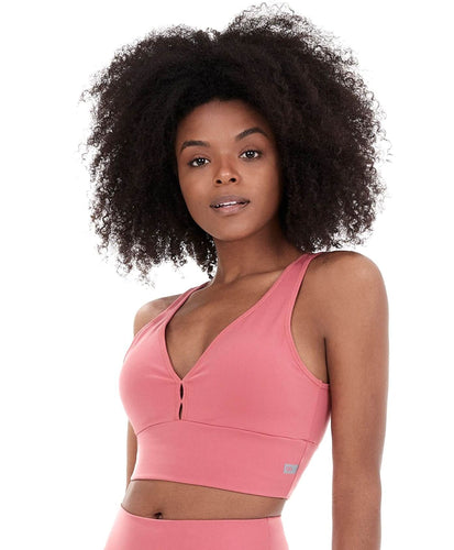 Model Front: Alto Giro Fitness Haut Top Supplex Termo Coral Energy