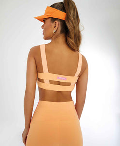 Model Back: Alto Giro Fitness Haut Top Verticale Detalhe Tiras Laranja Gym