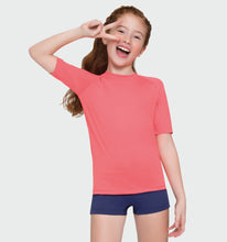 Cargar imagen en el visor de la galería, Kids FPU50+ Uvpro Short Sleeve T-Shirt Coral Uv
